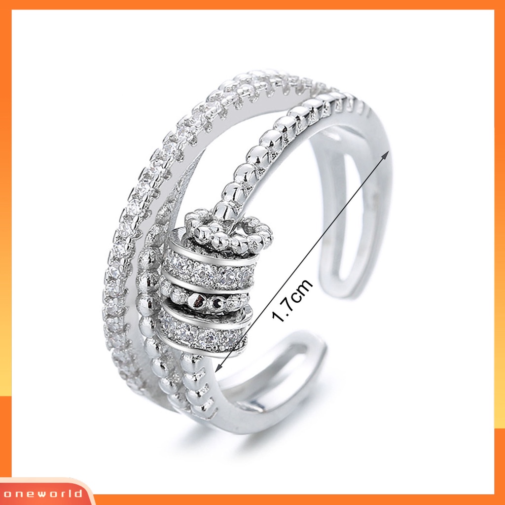 [EONE] Wanita Cincin Spiral Manik Relief Pressure Jewelry Putar Berlian Imitasi Jari Cincin Untuk Pakaian Sehari-Hari