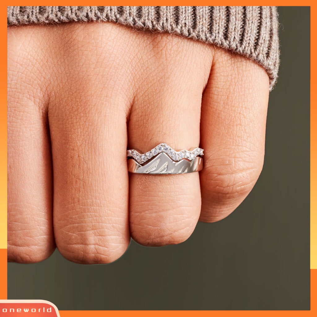 [EONE] Cincin Jari Dapat Ditumpuk Berlian Imitasi Bertatahkan Kepribadian Indah Geometris Dress Up Hypoallergenic Halus Wanita Gunung Cincin Perhiasan Aksesoris