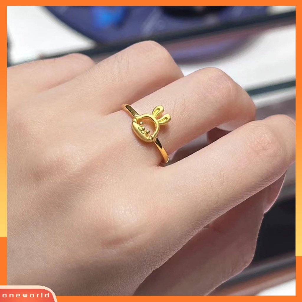 [EONE] Cincin Jari Dipoles Electroplating Adjustable Desain Kelinci Halus Dekoratif Tidak Luntur Fashion Lucu Geometris Terbuka Cincin Perhiasan Aksesori