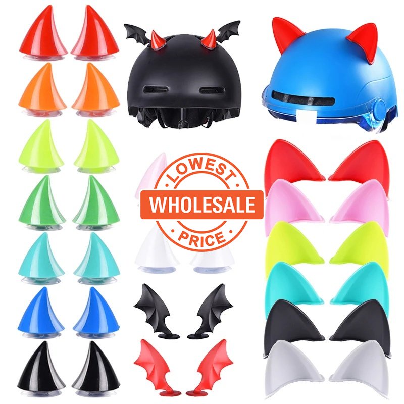 [Grosir] Helm Sepeda Dekorasi Decor Aksesoris Decals Stickers Colorful TPU Telinga Kucing Lucu Devil Motor Universal Tanduk Moto Mobil Listrik Mengemudi Styling