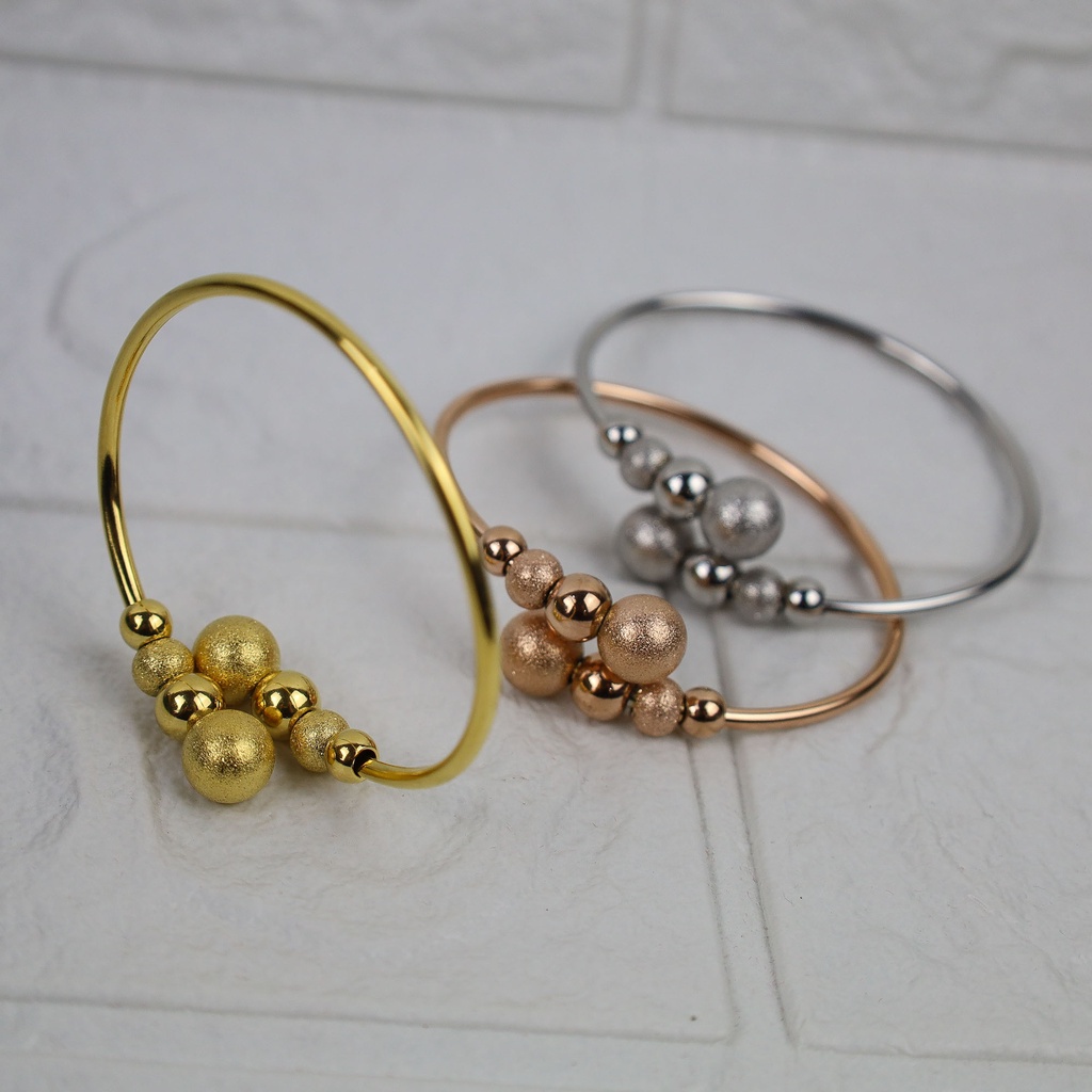 GROSIR Gelang bangle bola pasir titanium stainless steel 316l anti karat import berkualitas bisa bayar di tempar COD