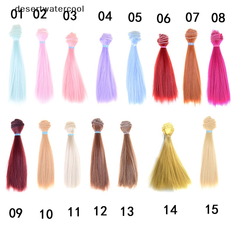 Deid 1pcs Panjang 15cm natrual Warna Tebal1 /3,1 /4 1/6 bjd Wig Rambut Boneka 1pcs Panjang 15cm natrual Warna Tebal1 /3X1 /4 1/6 bjd Wig Rambut Boneka Untuk Anak Kids Tinggi 15cm-