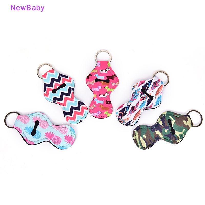 Newbaby Waterproof Neoprene Floral Lip Chap Lip Balm Holder Tas Gantungan Kunci ID