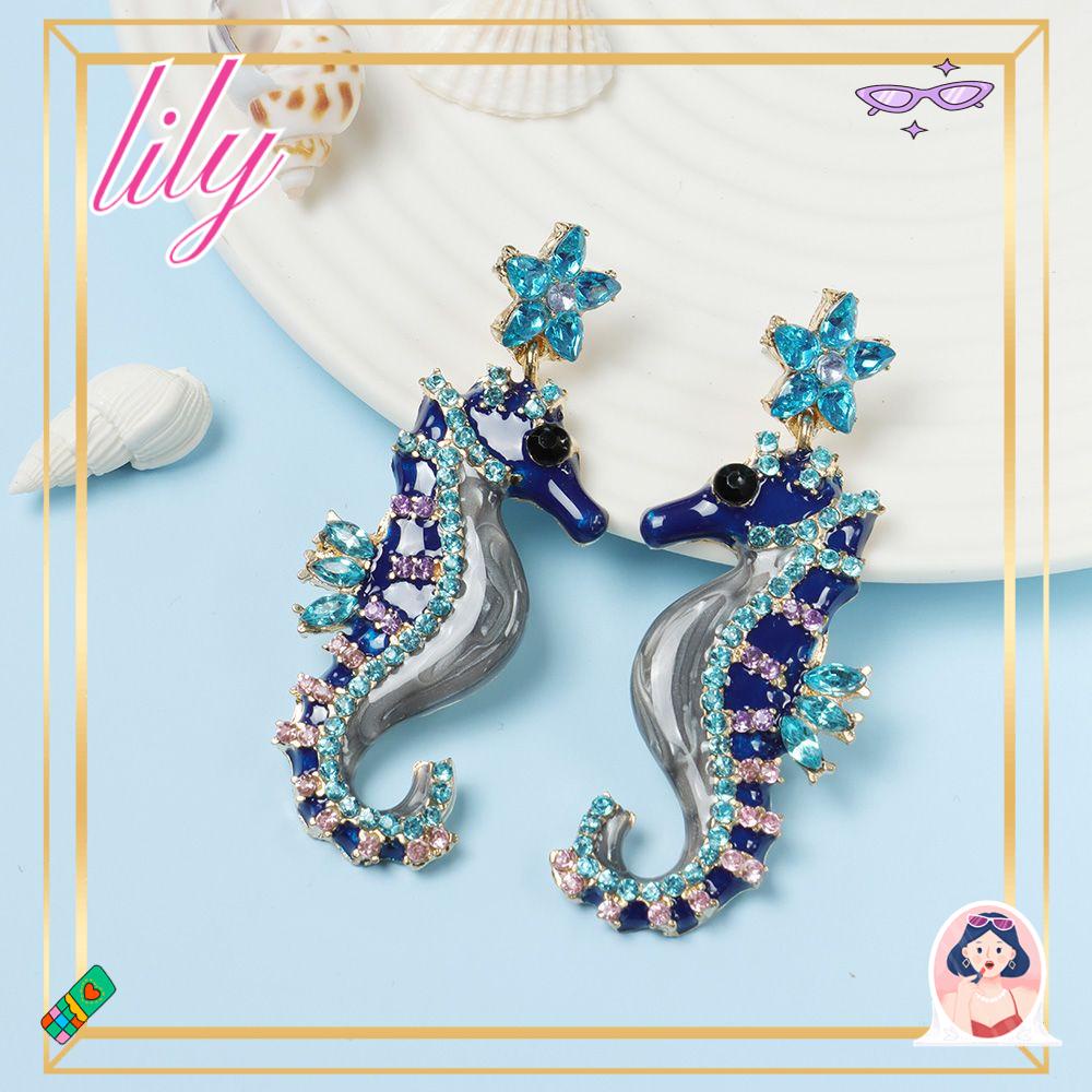 Anting LILY Berbentuk Kuda Laut Perhiasan Pesta Fashion Jewelry Ear Studs