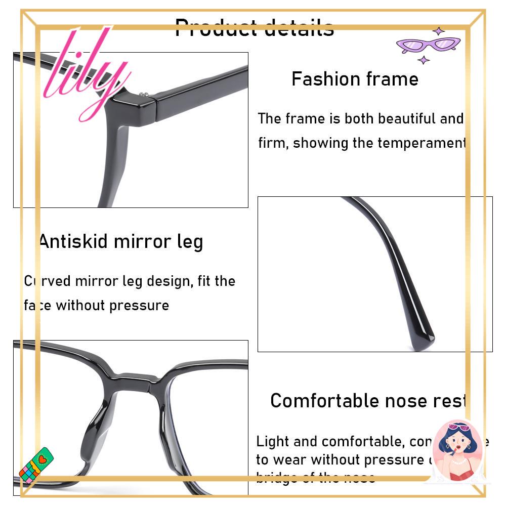 Lily Kacamata Anti UV Blue Rays Wanita Ultralight TR Frame Eyeglasses