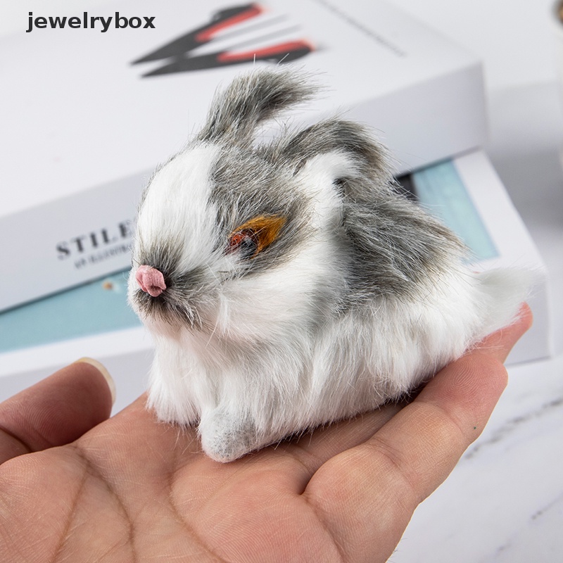 [jewelrybox] Mini Realistis Lucu Bulu Kelinci Mewah Hewan Manusia Hidup Paskah Model Kelinci Hadiah Mainan Butik