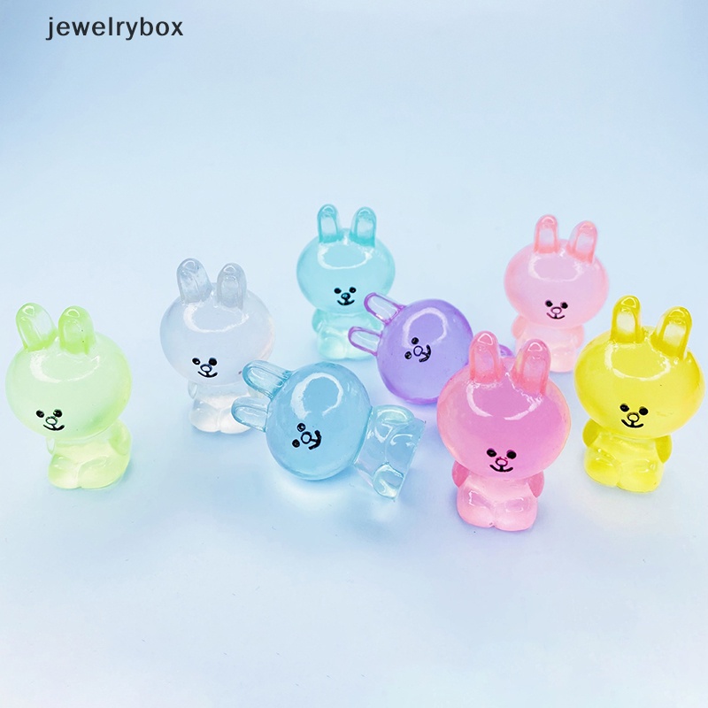 [jewelrybox] Kartun Lucu Kelinci Bercahaya DIY Miniatur Kerajinan Tangan Ornamen resin accessorie Butik