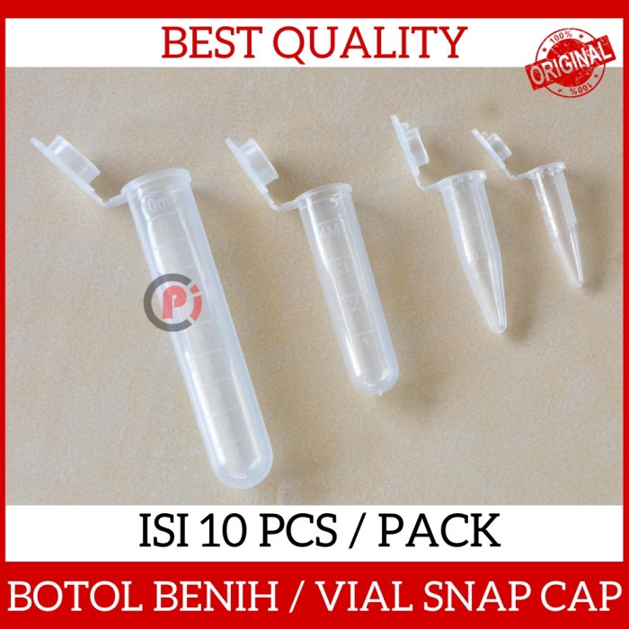 Isi 10 Pcs Lab Clear Botol Benih Micro Plastic Test Tube Vial Snap Cap