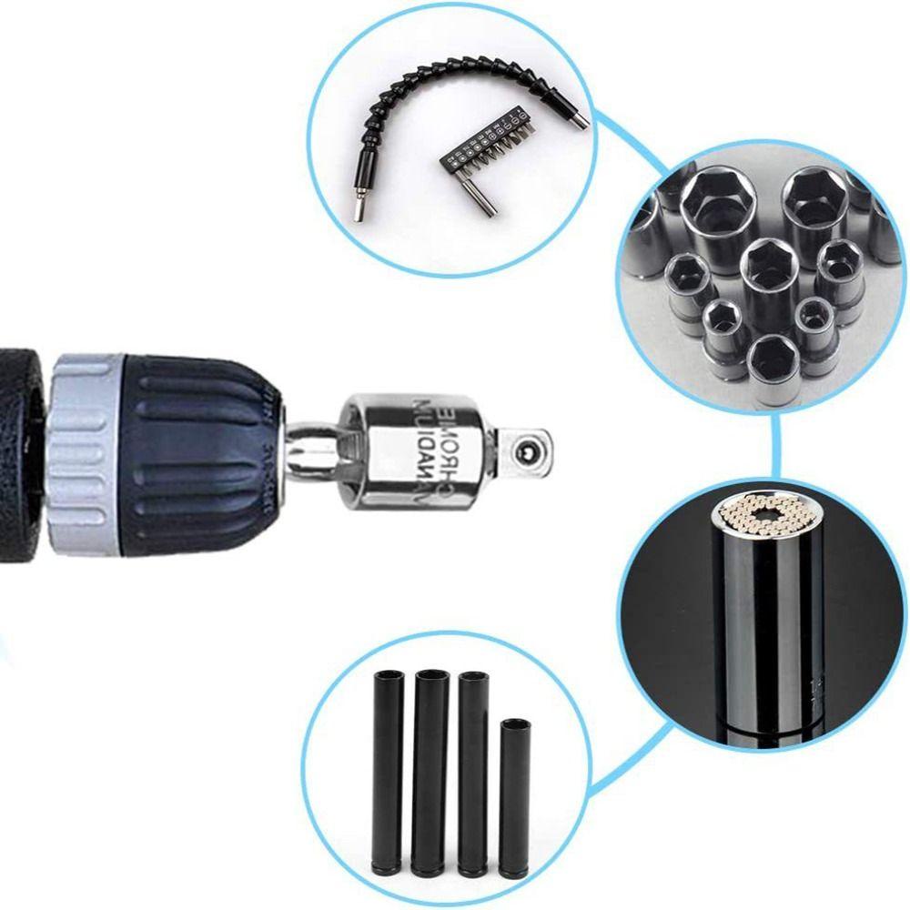 Populer 3Piece/set Adaptor Soket Bor Listrik Konversi Batang Sambung Perkakas Tangan360°Adaptor Soket Driver Yang Dapat Diputar Hex Bit Set Soket Penggerak Individu Batang Ekstensi