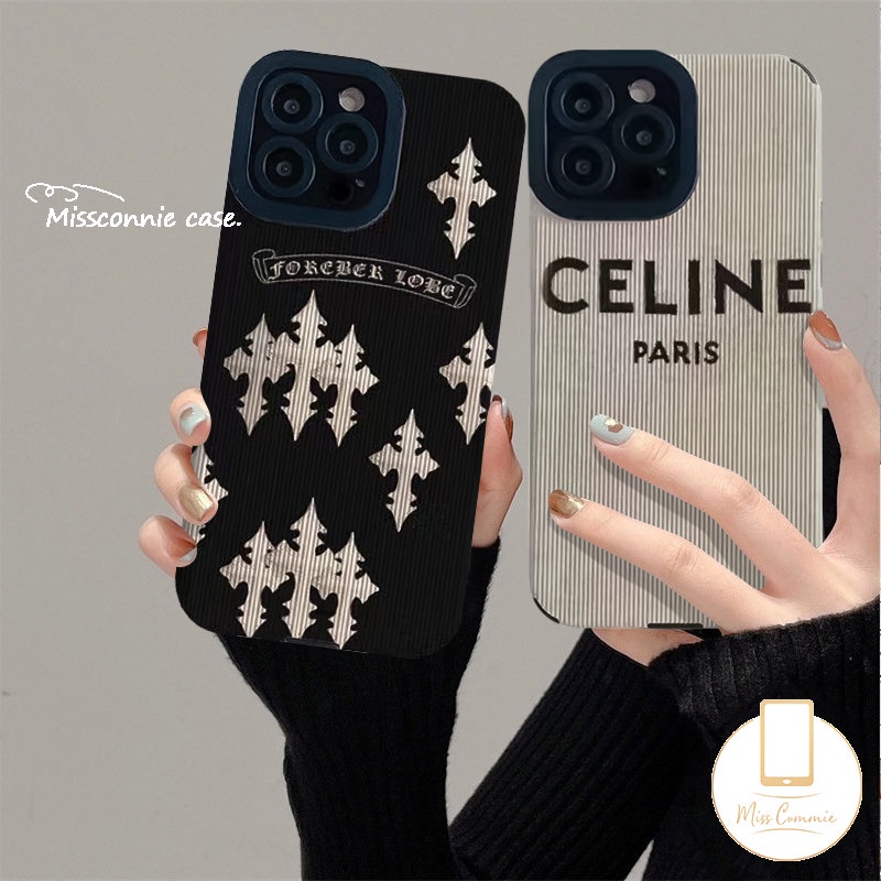 Casing Ponsel Merek Trendi Kompatibel Untuk iPhone 11 Pro MAX 7Plus 8Plus X XR 12 13 14 Pro MAX XS MAX Shockproof Tekstur Kulit Mewah Silicon Lembut Tpu Cover