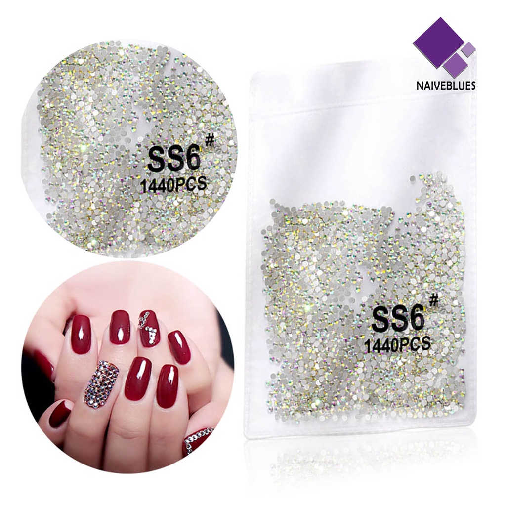 [naiveblues] 1440pcs Manicure Decoration DIY Mudah Di Aplikasikan Kaca Transparan Flat Bottom Untuk Telepon