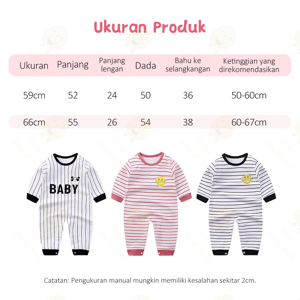 Lacoo Jumper bayi lengan panjang 0-1thn Baby jumpsuit lucu Romper Bayi import