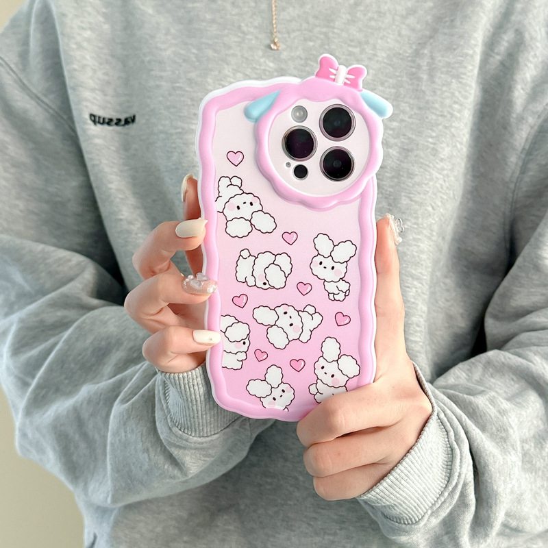 【Lamb Style】Lucky Love Bunny Soft TPU Case HP iP iPhone 11 12 13 14 Pro Max 7 8 + Plus SE 2020 X XS XR Max Girl Woman FTD Casing Apple