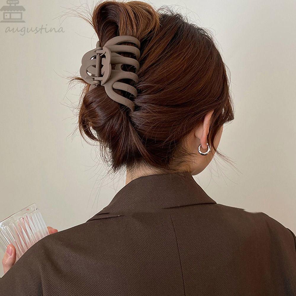 Agustinina Plastik Cakar Rambut Aksesoris Rambut Pesta Sederhana Bergaya Hiasan Kepala Tidak Teratur Jepit Rambut Berongga Matte Hair Claw Large Hairgrips Korea Hair Clip