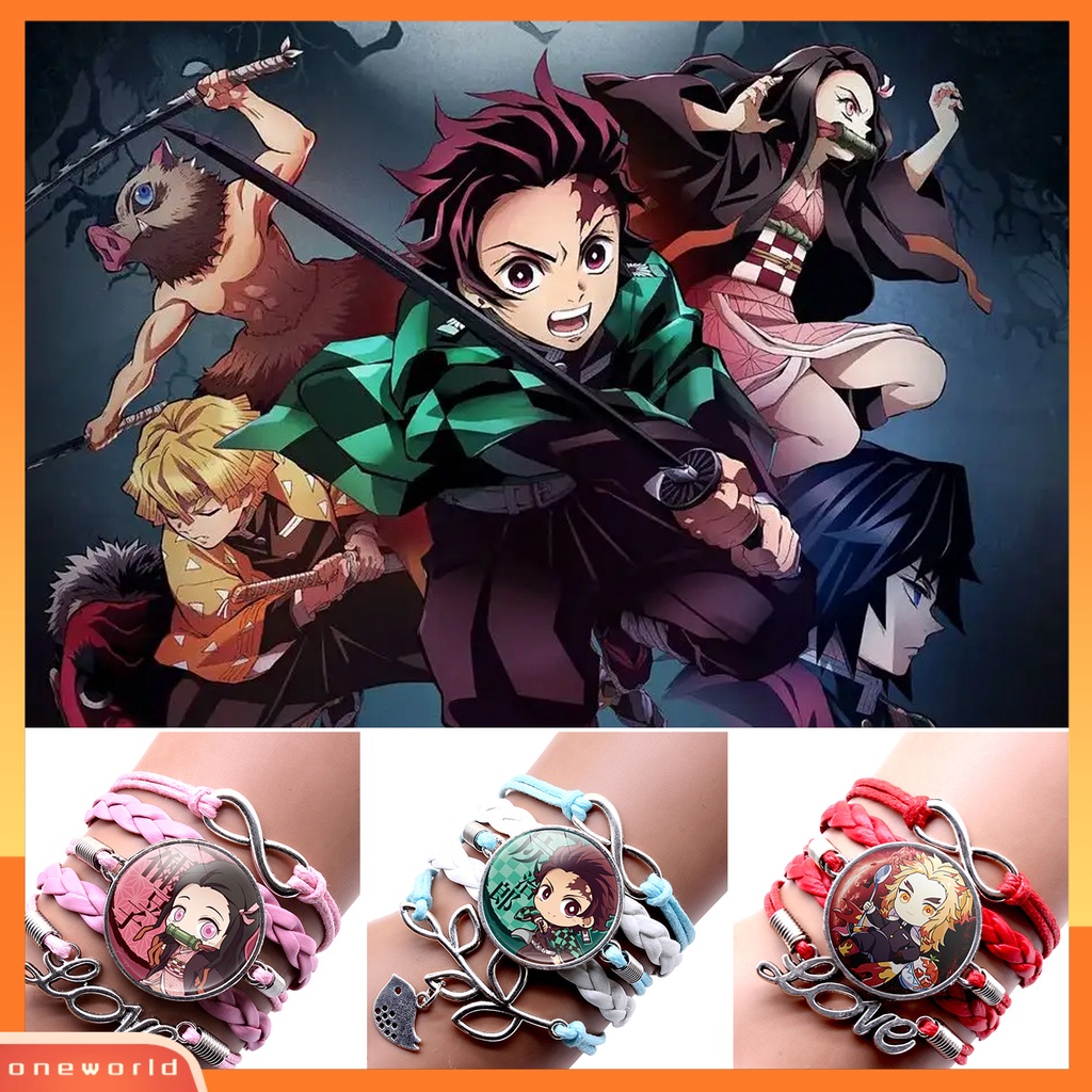 [EONE] Gelang Unisex Demon Slayer Multilayer Perhiasan Kartun Braided Bracelet Untuk Penggemar