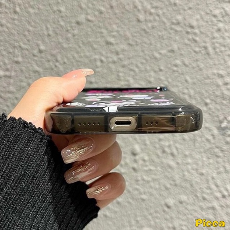 Case Untuk Oppo A15 A57 A7 A5s A5 A9 A11K A12 A3s A53 A31 A33 2020 A12E A77 A77s A11 A35 A15s Kartun Indah Kuromi Kreatif Lucu Flip Make Up Cermin Soft Cover Dengan Gelang Boneka 3D