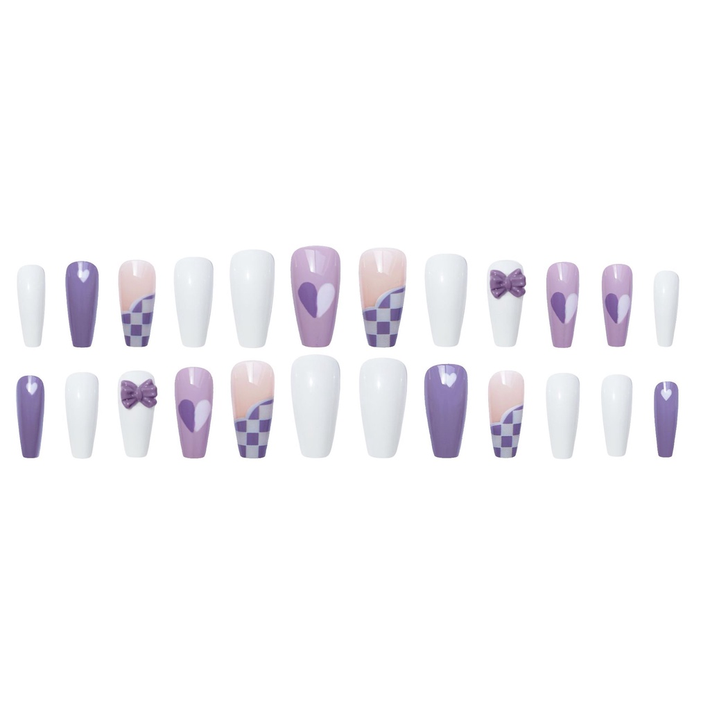 X62 24Pcs DIY Kuku Palsu French Cool Finger Nail Art Stiker Kuku Palsu