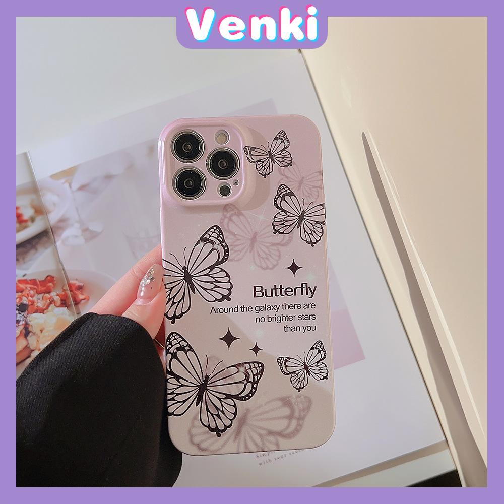 Venki - For iPhone 11 iPhone Case Black Glossy Soft Case TPU Shockproof Camera Cover Protection Butterfly Compatible with iPhone 14 13 Pro max 12 Pro Max xr xs max 7Plus 8Plus