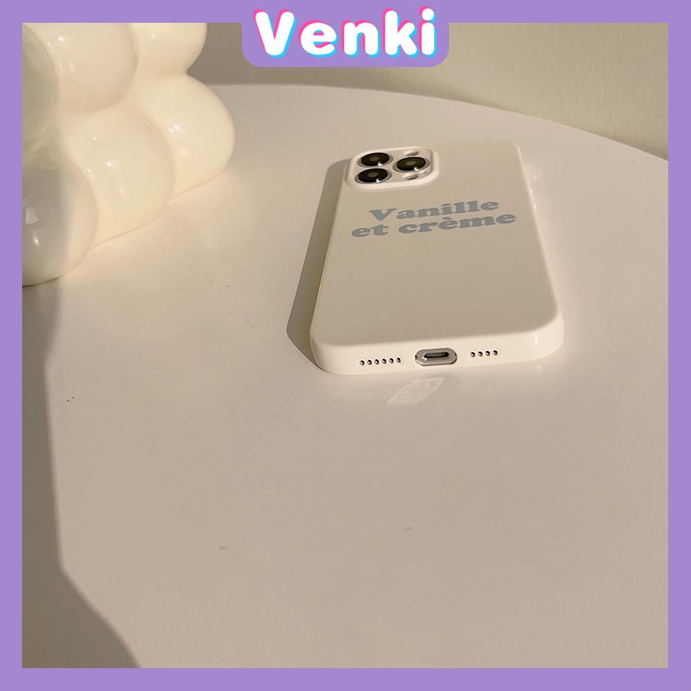 VENKI - For iPhone 11 iPhone Case White Glossy TPU Soft Shell Shockproof Phase Cover Protective Blue Letters Compatible with iPhone 14 13 Pro max 12 Pro Max xr xs max 7Plus 8Plus