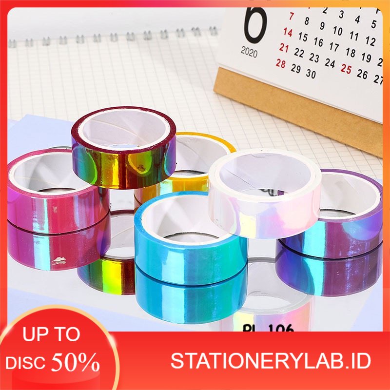 LAB PL 106 | ISOLASI HOLOGRAM KECIl 15 mm x 5 m | SELOTIP MINI WARNA WARNI