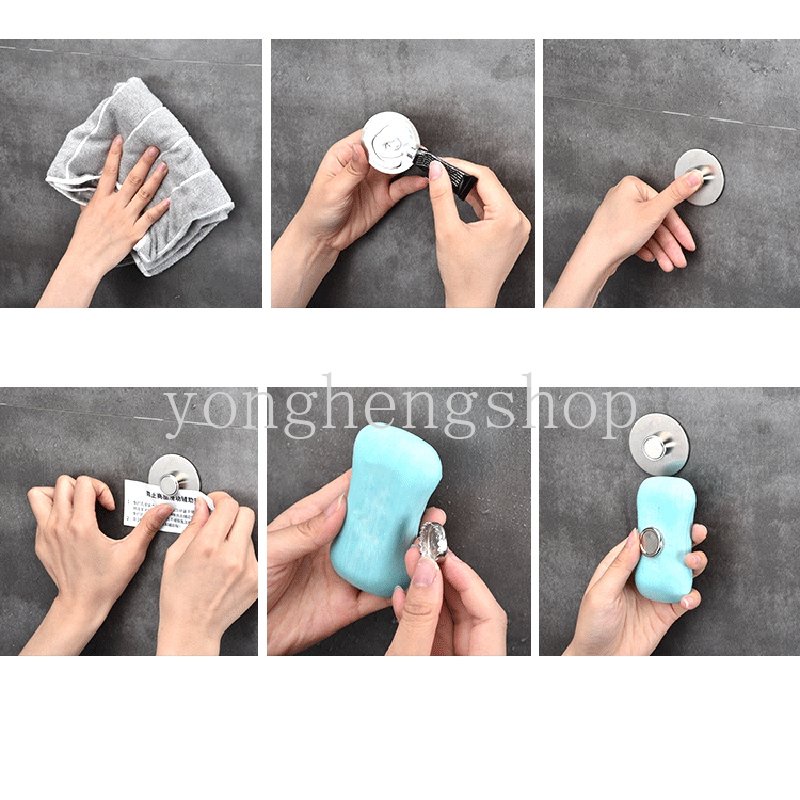 Kreatif Stainless Steel Magnetic Soap Holder Punch-Free Pengisap Sabun Gantung Dinding Penyimpanan Sabun Drain Rack Hooks Organizer Aksesoris Kamar Mandi