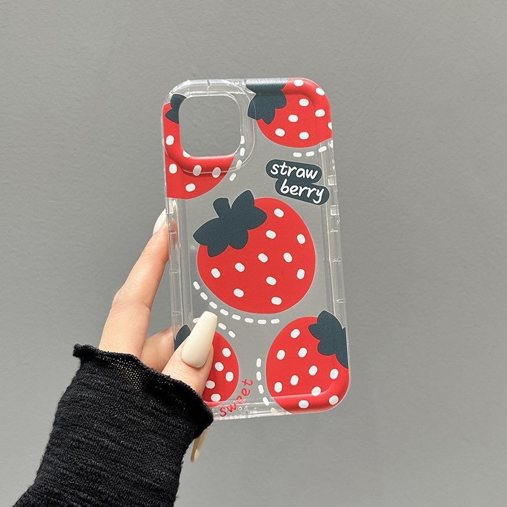 Ins Pola Strawberry Cocok Untuk iPhone 14 Pro Max iPhone Phone Case Airbag Protection Phone Case Kamera Tahan Guncangan Kompatibel Dengan iPhone 13 13pro 13prm iPhone 11 7Plus 8Plus Xr XS 12 Pro Max 12mini 13mini Phone Case