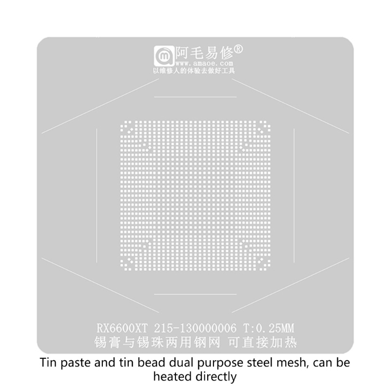 Vivi CPU Reballing Stensil Untuk RX6600XT IC Chip Tanam Timah Template Perlengkapan Mesh