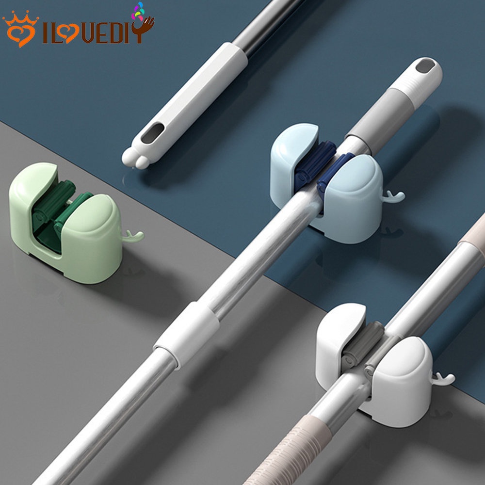 [Unggulan] Gantungan Sapu Sikat Pengait Pel Klip Perekat Diri Rak Gantung Dinding Mop Organizer Holder Alat Penyimpanan Dapur Kamar Mandi Serbaguna Tanduk Kreatif Pengait Pel