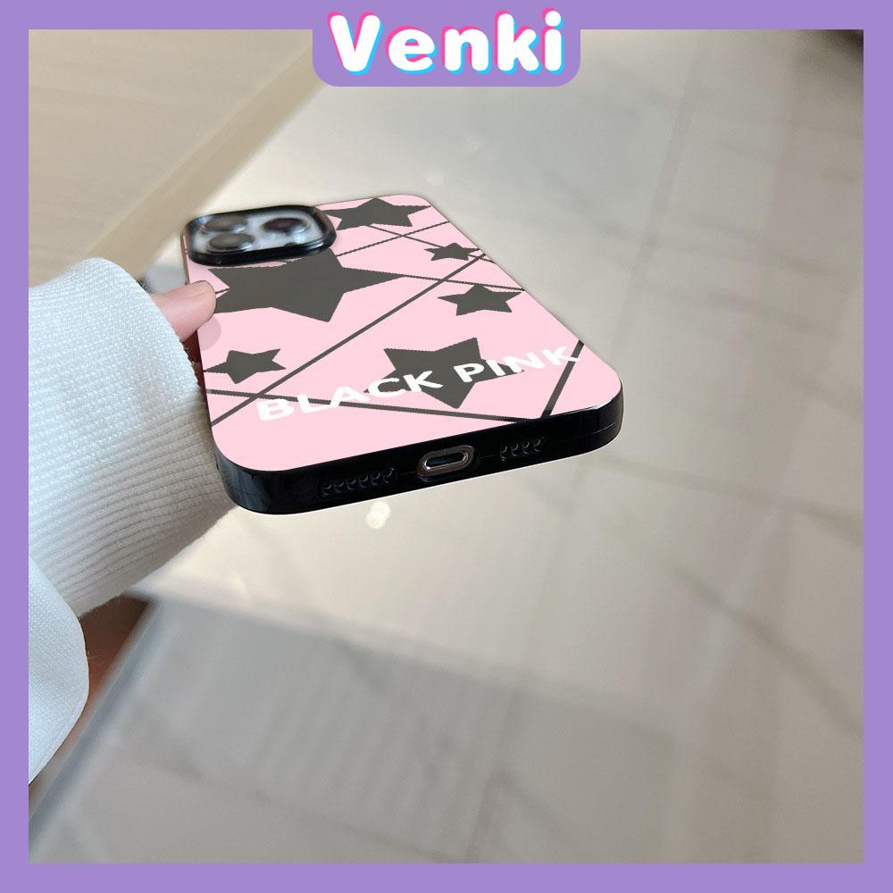 VENKI - For iPhone 11 iPhone Case Black Glossy TPU Soft Case Shockproof Protection Camera Cute Star Compatible with iPhone 14 13 Pro max 12 Pro Max xr xs max 7Plus 8Plus