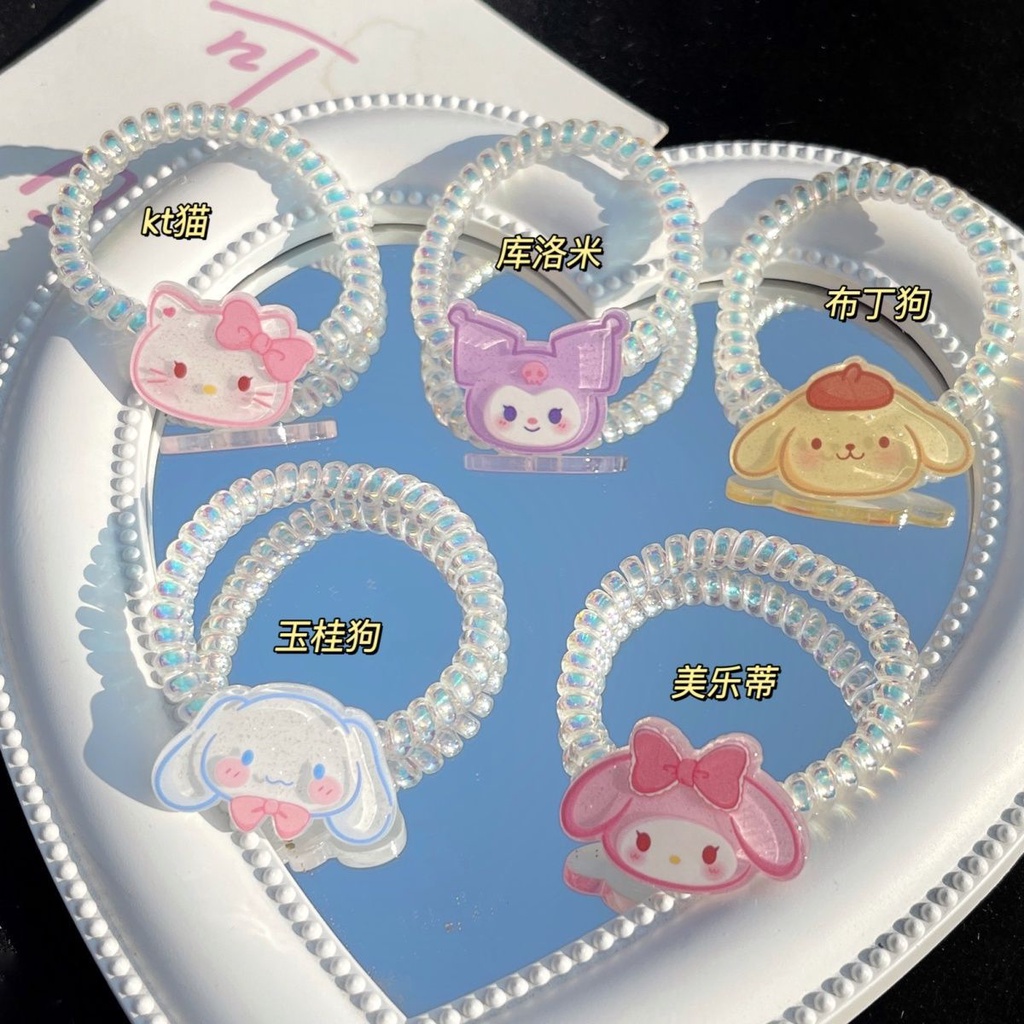 Terbaru ikat rambut sanrio kabel imut metalik / kuciran rambut cinnamoroll kuromi melody