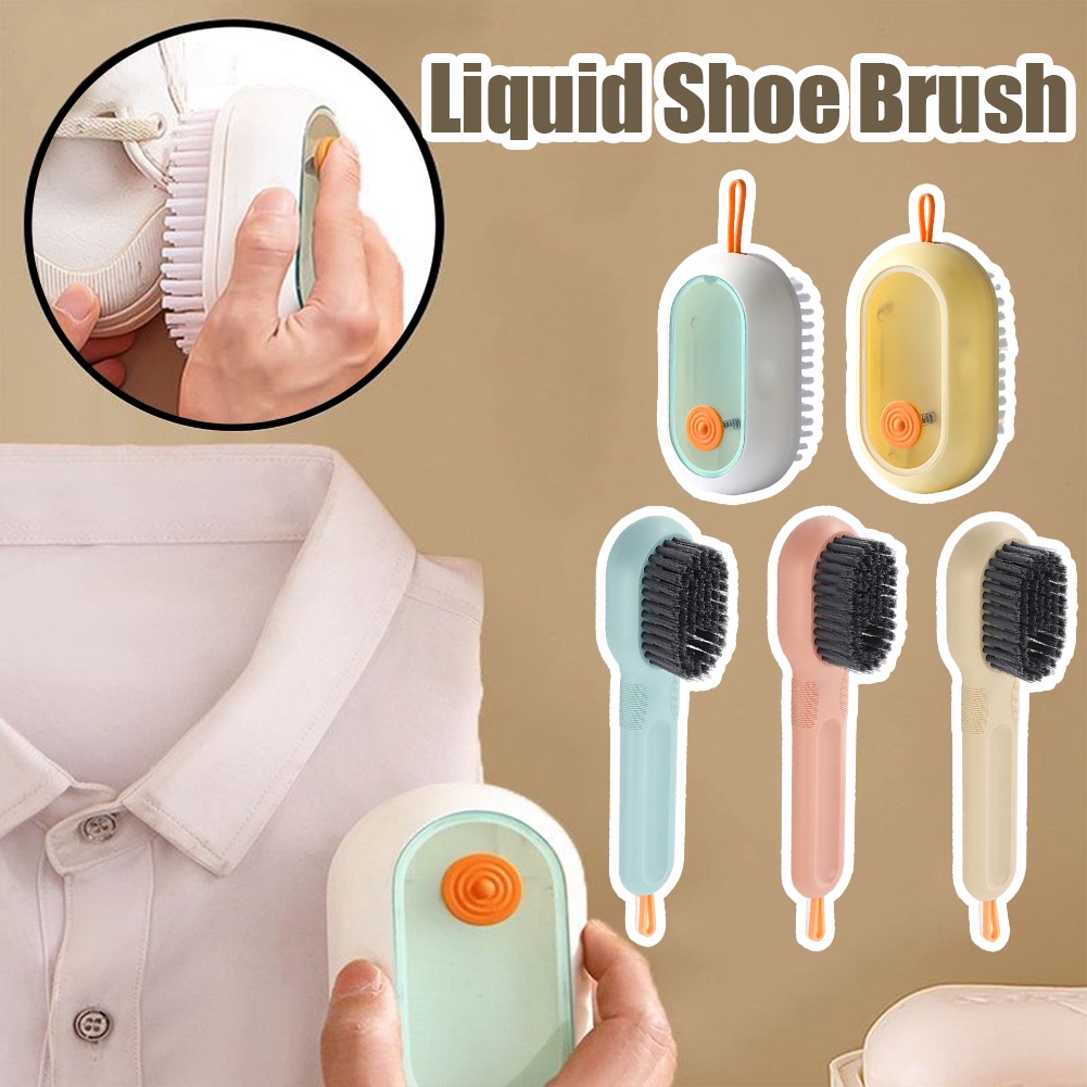 Sikat Sepatu Cair Sabun Otomatis Tipe Tekan Sikat Cuci Baju Sikat Pembersih Gagang Panjang Multifungsi Untuk Lantai Dinding Rumah Hemat Tenaga Kerja Tambah Cairan Shoe Brush Lembut-bristled
