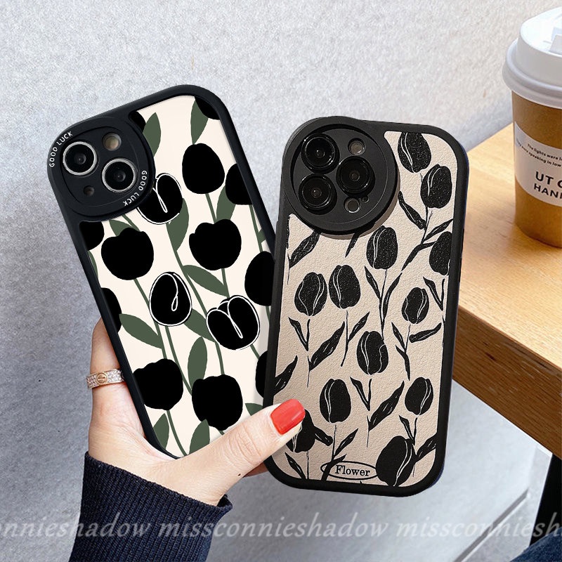 Casing Bunga Tulip Vintage Untuk Realme C53 5 8i 6i 9i 6 6s 5i 7i 10 8 Pro C30 C55 C25Y C35 C25s C1 C12 C3 C31 C11 C15 C20 C21Y C21 GT C17 C20A Retro Flower Soft TPU Back Sarung