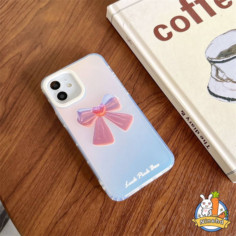 IPHONE Casing Kompatibel Untuk Iphone14 13 12 11 Pro Max X Xr Xs Max8 7 6 Plus SE 2020 Ins Gradien Laser Ikatan Simpul Transparan Casing Ponsel Lapisan Ganda Dicetak Shockproof Silikon Hard Case