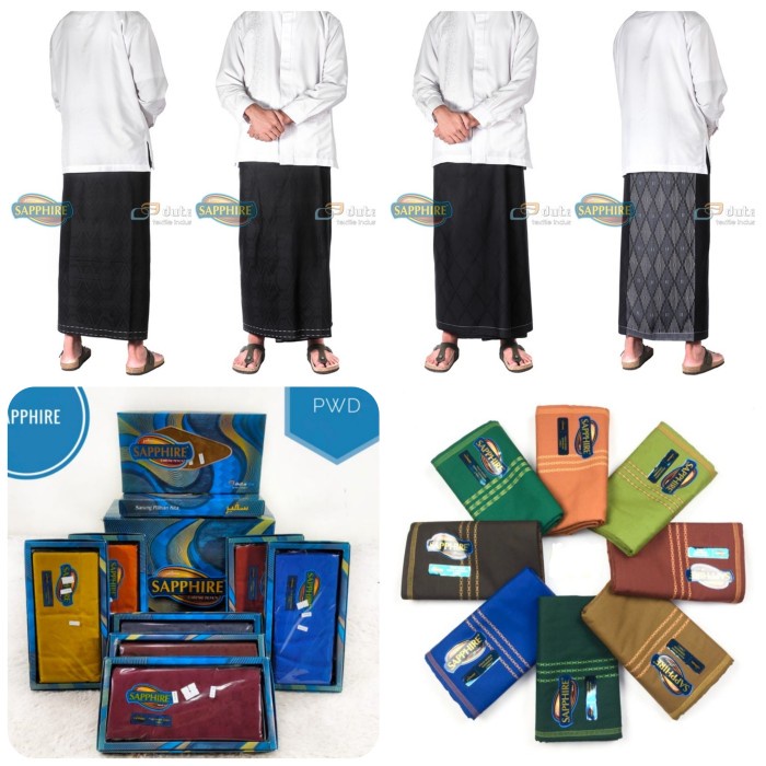 sarung Sapphire / safir dewasa hitam putih - PWD 12