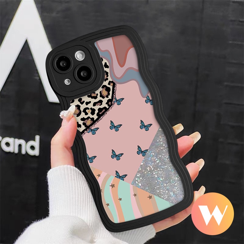 Casing TPU Lembut Tepi Bergelombang Untuk Redmi Note11 8 11s 9s Pro Max10 9 10s Redmi A1 10C 9C NFC 9T A1+9A 12C 10 9 10A Mi 11T Pro POCO M3 NFC Pro X3 Fashion Retro Fantasy Case Kupu-Kupu