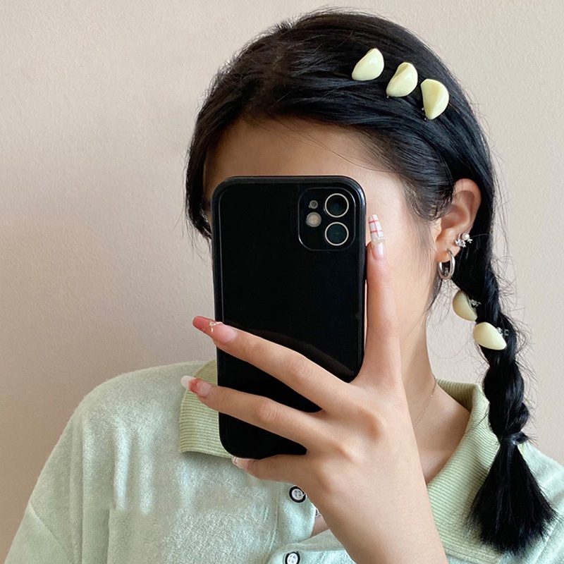 Jepang Korea Unik Simulasi Bawang Putih Lucu Menyenangkan Kreatif Kelopak Bawang Putih Klip Rambut Mini