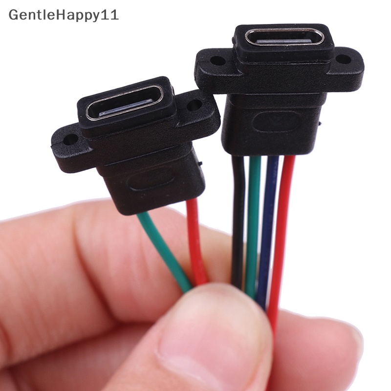 Gentlehappy Type-C 2Pin 4Pin Kawat Las Female Anti Air Soket Cewe Karet Ring Arus Tinggi Fast Charging port id