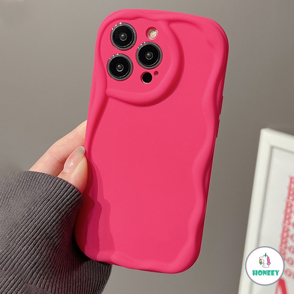 IPHONE Fashion Rose Warna Merah Gelombang Pola Casing Ponsel Kompatibel Dengan Iphone14 13 12 11 Pro Max X XS XR Silikon Lembut Shockproof Back Cover