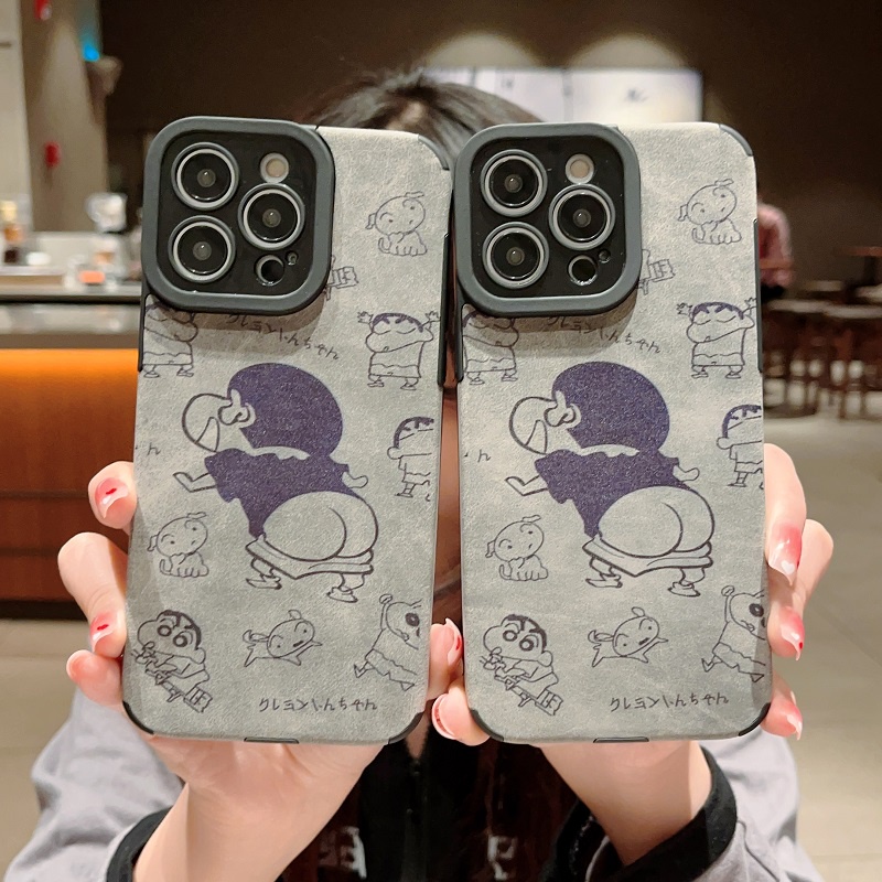 IPHONE Casing Pelindung Bahan Kulit Untuk Iphone14 13 12 11 Pro MAX X XR XS Max7 8 Plus Kartun Lucu Crayon Xiaoxin anti-drop soft case