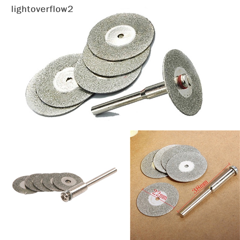 [lightoverflow2] Hot 5pcs 22mm Emery Diamond cutg blades Mata Bor+1 Mandrel Untuk Dremel Set [ID]