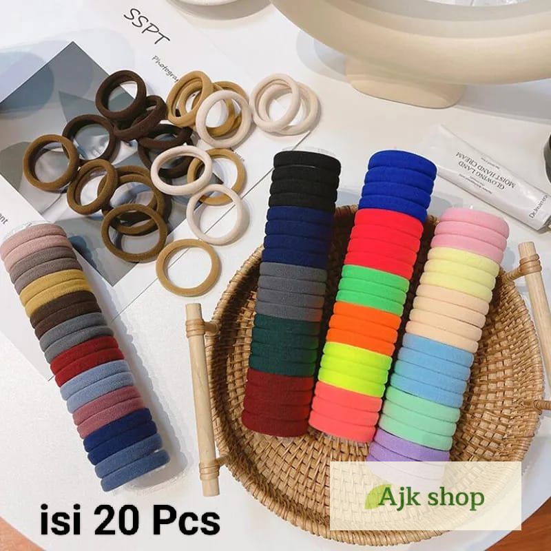 Ikat Rambut Korea Besar 4 Cm Isi 20 pcs Ikat Rambut Fashion Cantik