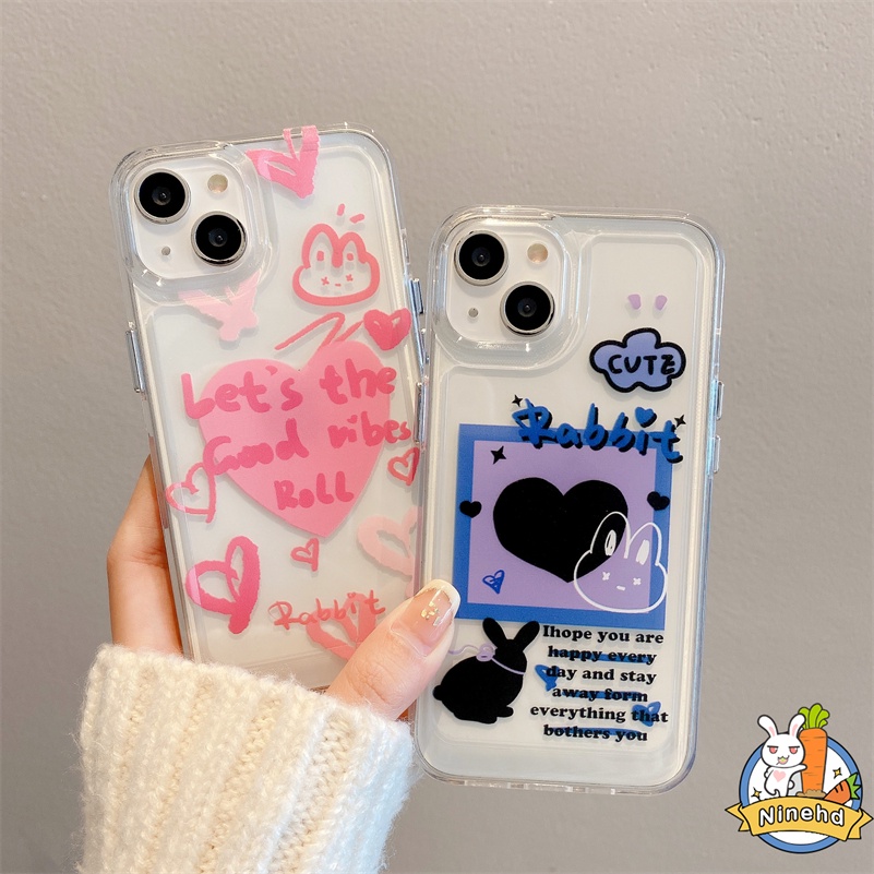 IPHONE Casing Kompatibel Untuk Iphone14 13 12 11 Pro Max X Xr Xs Max8 7 6 6s Plus SE 2020 Fashion Graffiti Hati Cinta Pasangan Ponsel Case Kamera Perlindungan Bening Lembut TPU Silicon Back Cover