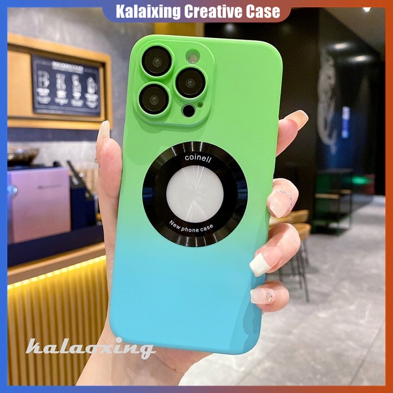 Casing Ponsel Warna Gradasi Dengan Film Perlindungan Lensa Untuk IPhone 13 Pro Max12 11 Pro Max Fungsi Magnetik Hard Back Cover