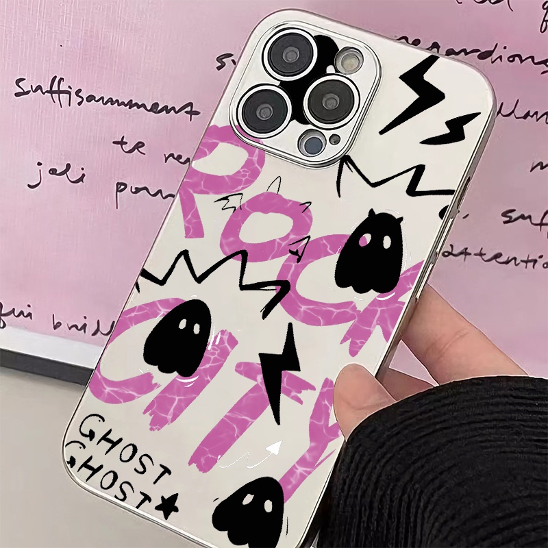 IPHONE Rock City Soft Phone Case Kompatibel Untuk Iphone14 13 12 11 Pro Max XS XR X8 7 6S Plus Casing Mini Electroplate TPU Silikon Shockproof Cover