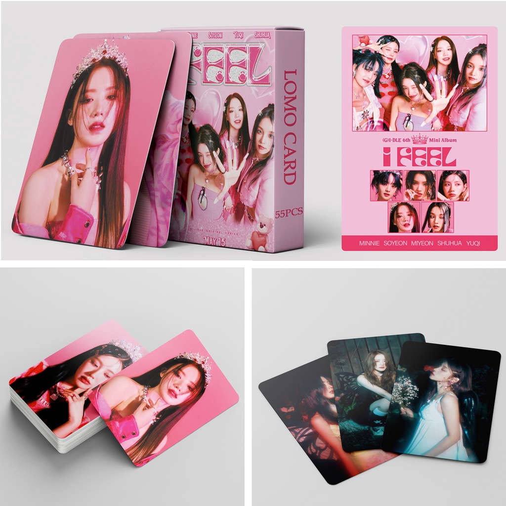 55pcs/box (G) I-DLE Album I FEEL Photocards MINNIE YUQI SHUHUA MIYEON SOYEON Kartu Lomo GIDLE Kpop Postcards