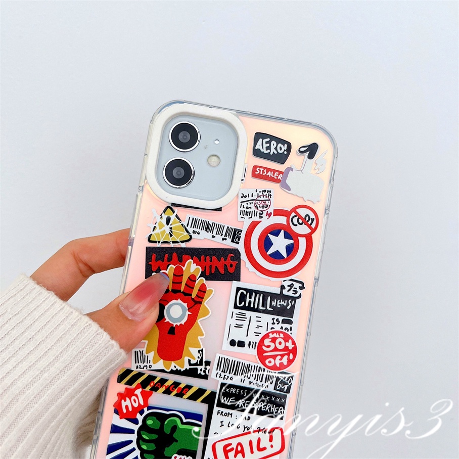 Compatible For IPhone 14 13 12 11 Pro Max X XR Xs Max 8 7 Plus SE 2020 Kompatibel Untuk Stiker Notes IMD Laser Gradiasi Ponsel Case TPU Lembut Shockproof Cover Pelindung