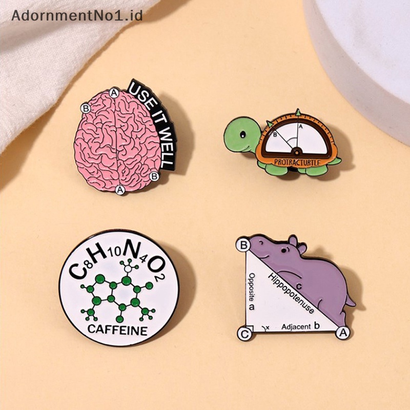 [AdornmentNo1] Math Puns Enamel Pin Custom Turtle Hippo Bros Menggunakan Sumur Otak Caffeine Lapel Badge Hewan Lucu Perhiasan Hadiah Untuk Teman Anak [ID]