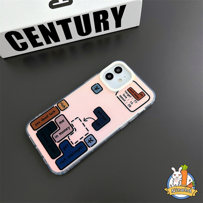 IPHONE Casing Ponsel Tetris Kreatif Kompatibel Untuk Iphone14 13 12 11 Pro Max X Xr Xs Max8 7 Plus SE 2020 Laser Bening Hard Acrylic Case Pelindung Lensa Kamera Shockproof Cover Pelindung