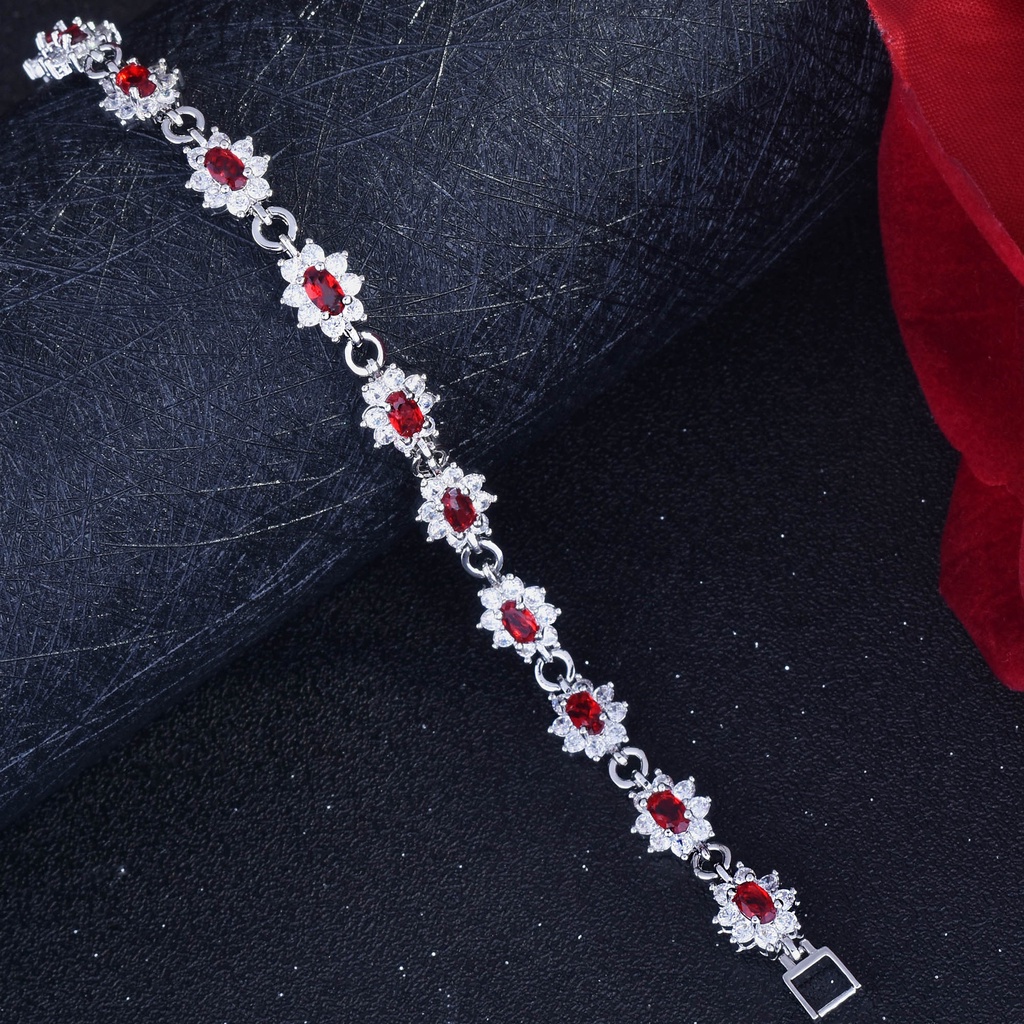 Goldkingdom Aksesoris Perhiasan Fashion Ready Stock Dove Blood Ruby Gelang Full Diamond Clasp Bracelet Gelang Bracelet