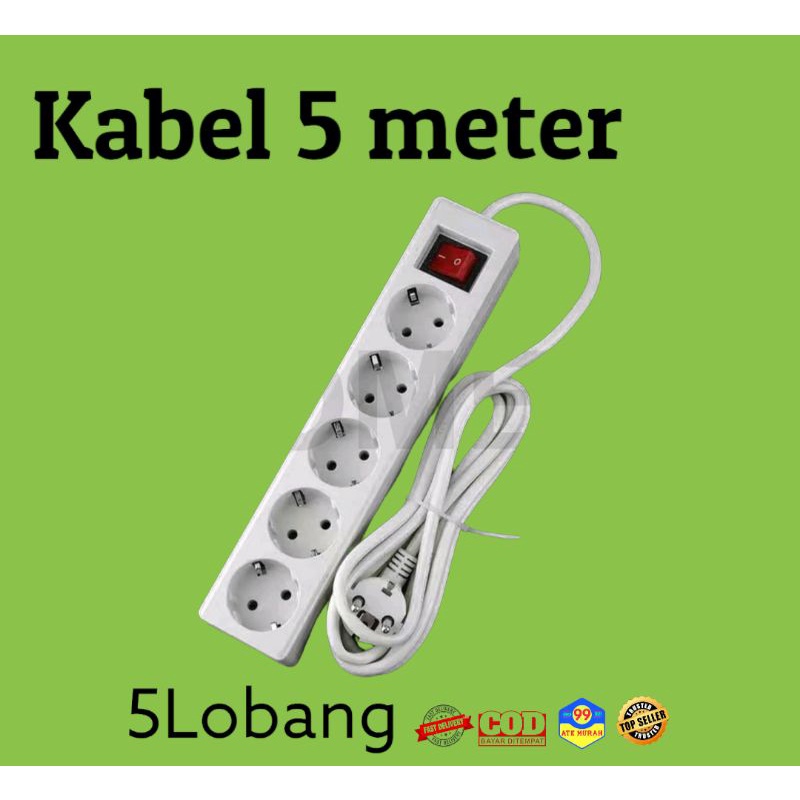 (5 Meter)Stop KONTAK KABEL/Colokan Listrik/Stop Kontak Arde/Multi